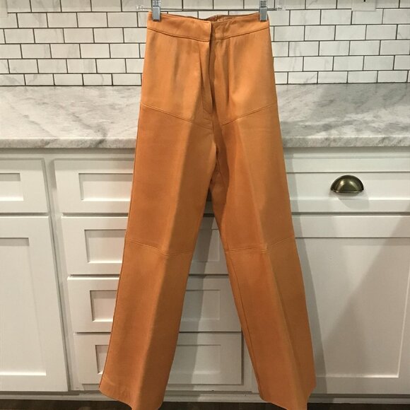 Karen Stilon Pants Womens 5/6 Tan Leather 90s Vintage Western Cowgirl Rodeo - Picture 1 of 12